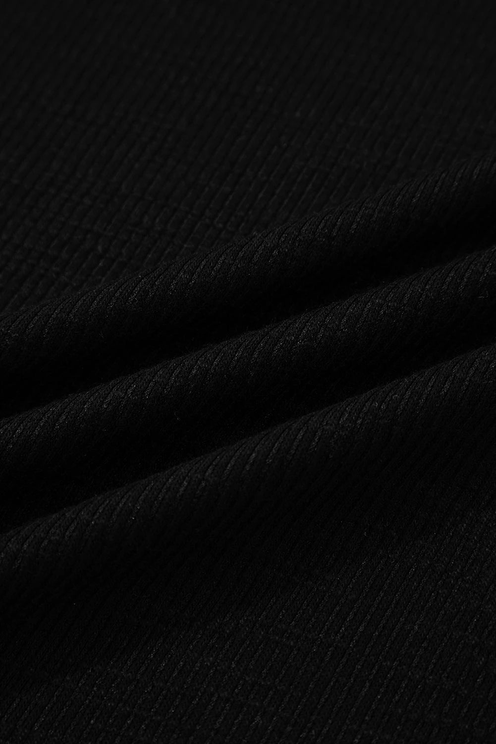 Black Exposed Seam Textured Knit V Neck Pullover Top