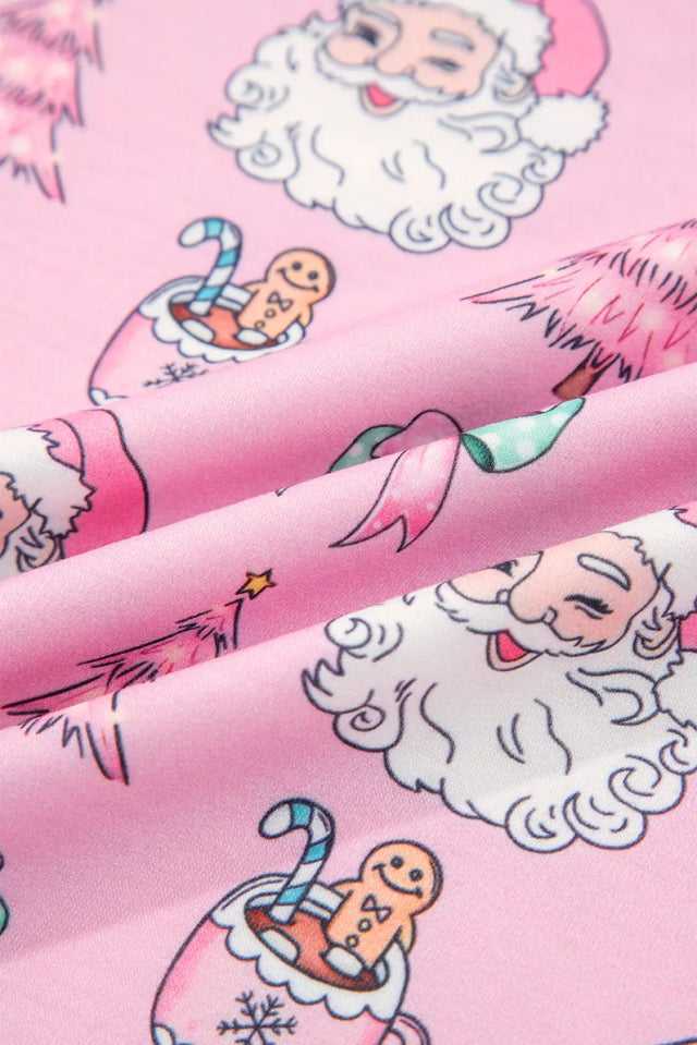 Pink Ho Ho Ho Christmas Fashion Print 2pcs Lounge Short Set