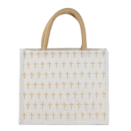 La Croix Gift Tote White/Light Gold 12x10x8