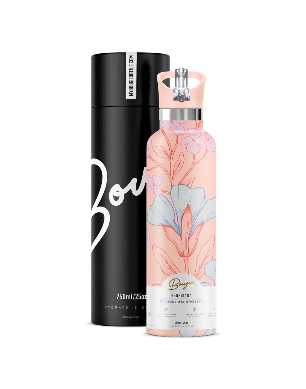 Georgiana Peach 25 oz Insulated Water Bottle