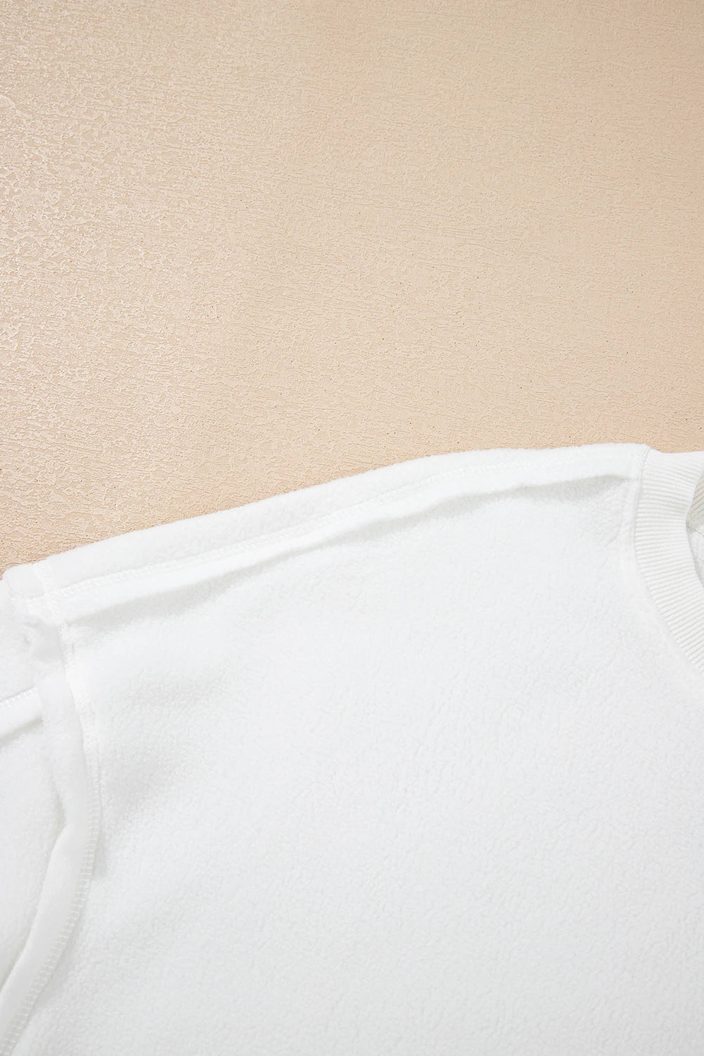 White Exposed Seam Chest Pocket Knit Pullover Sweatshirt