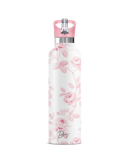Blush English Rose 25 oz Insulated Water Bottle