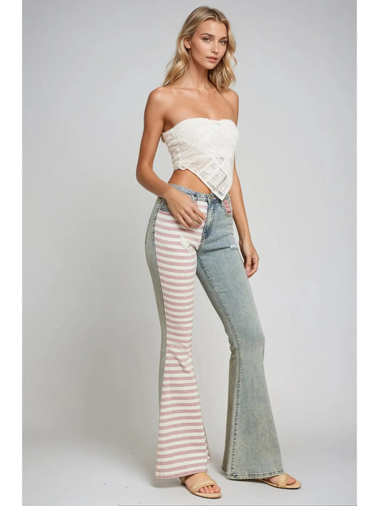 Boho striped Bellbottom Jeans