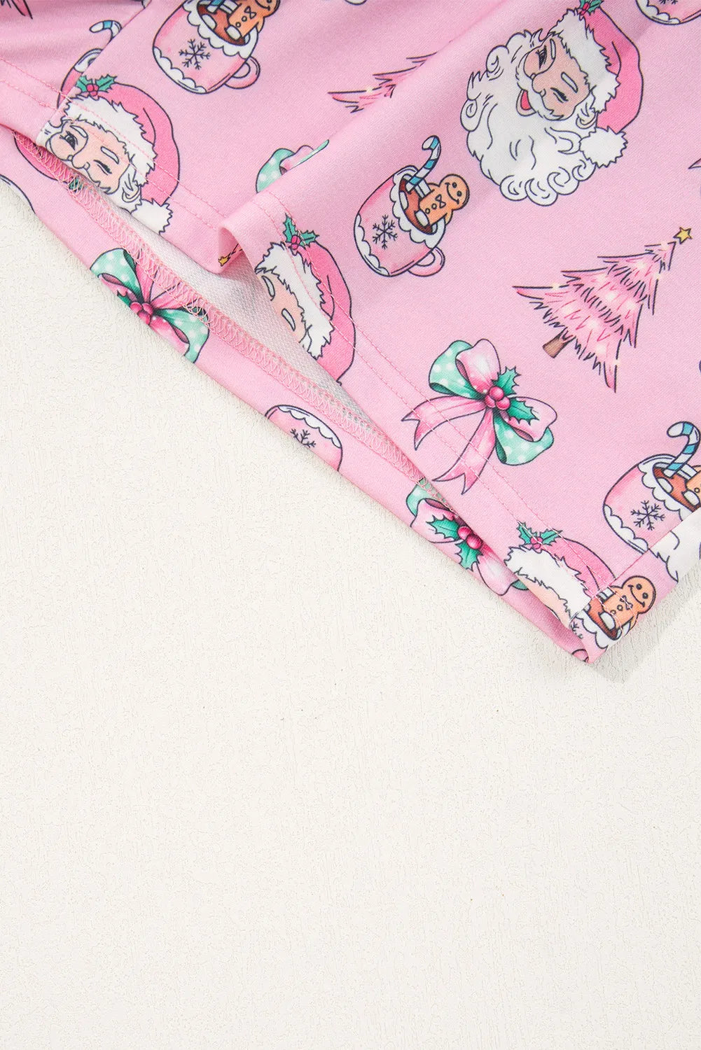 Pink Ho Ho Ho Christmas Fashion Print 2pcs Lounge Short Set