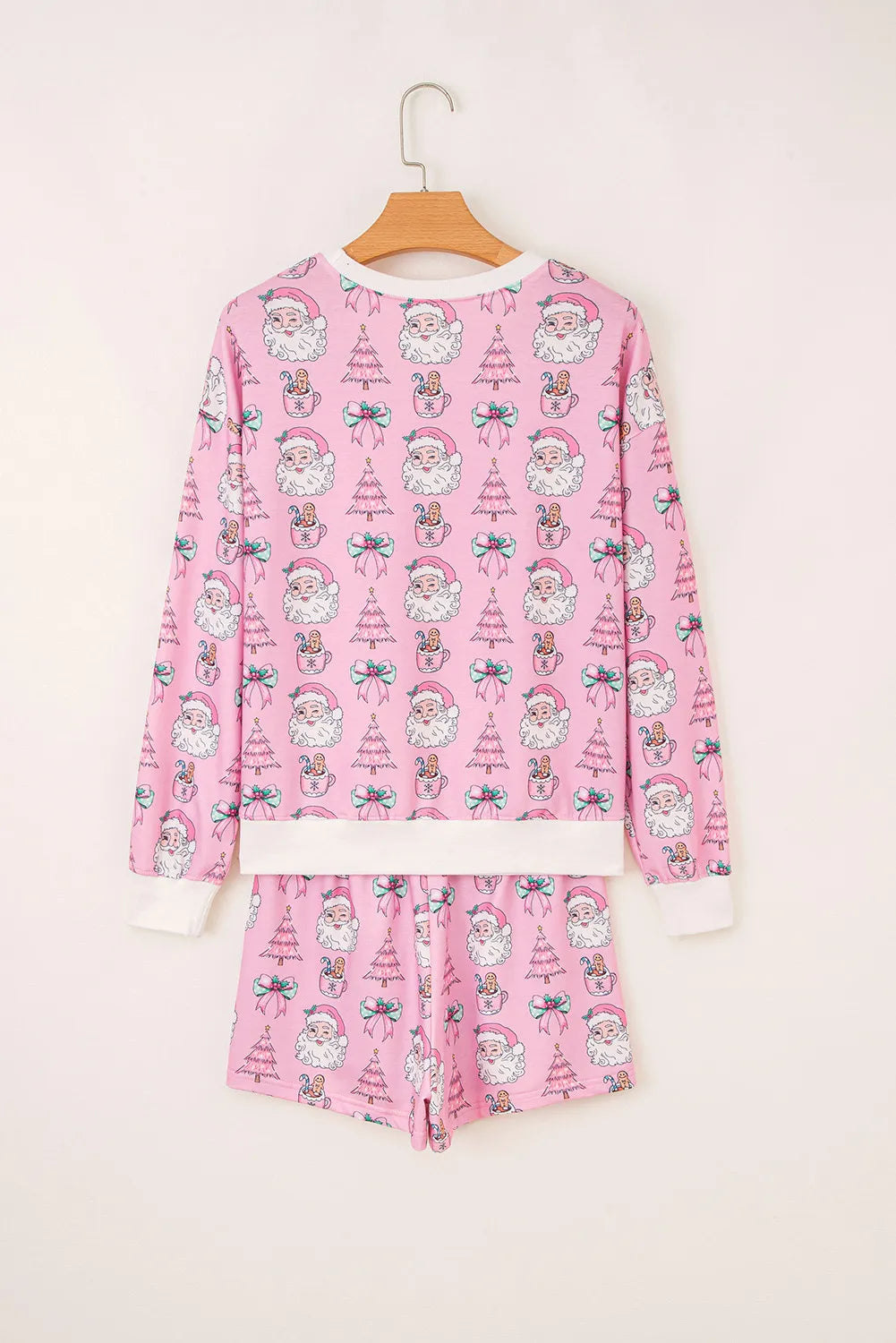 Pink Ho Ho Ho Christmas Fashion Print 2pcs Lounge Short Set