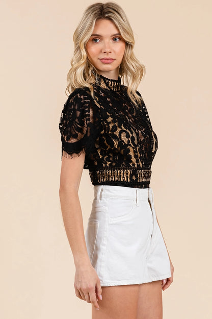 Mock Neck Doble Lace Bodysuit