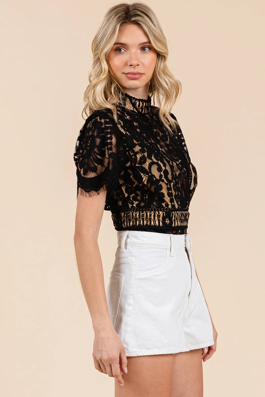 Mock Neck Doble Lace Bodysuit