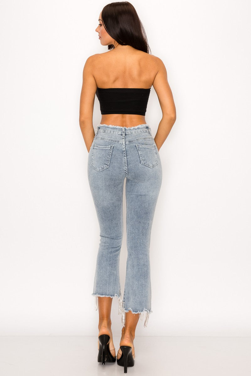 Rhinestone Fringe Denim jeans