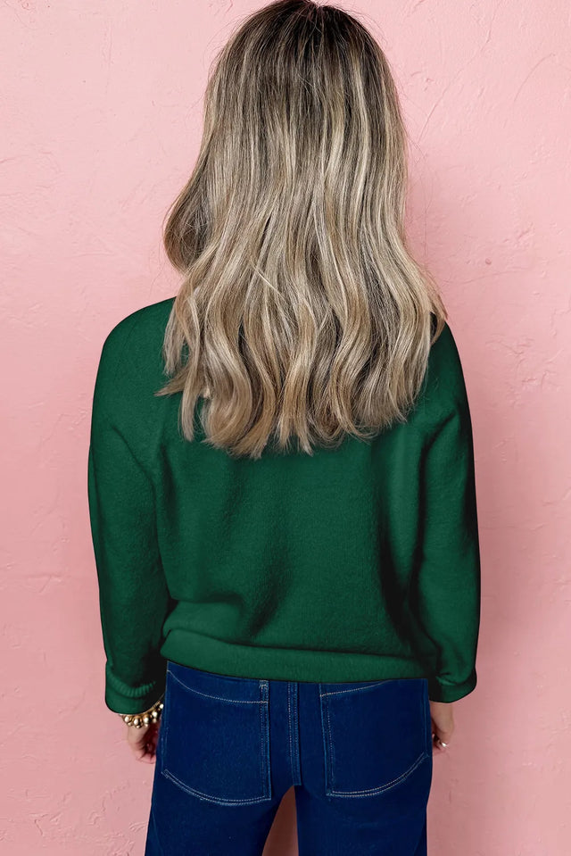 Blackish Green MERRY Letter Pattern Christmas Raglan Sleeve Sweater
