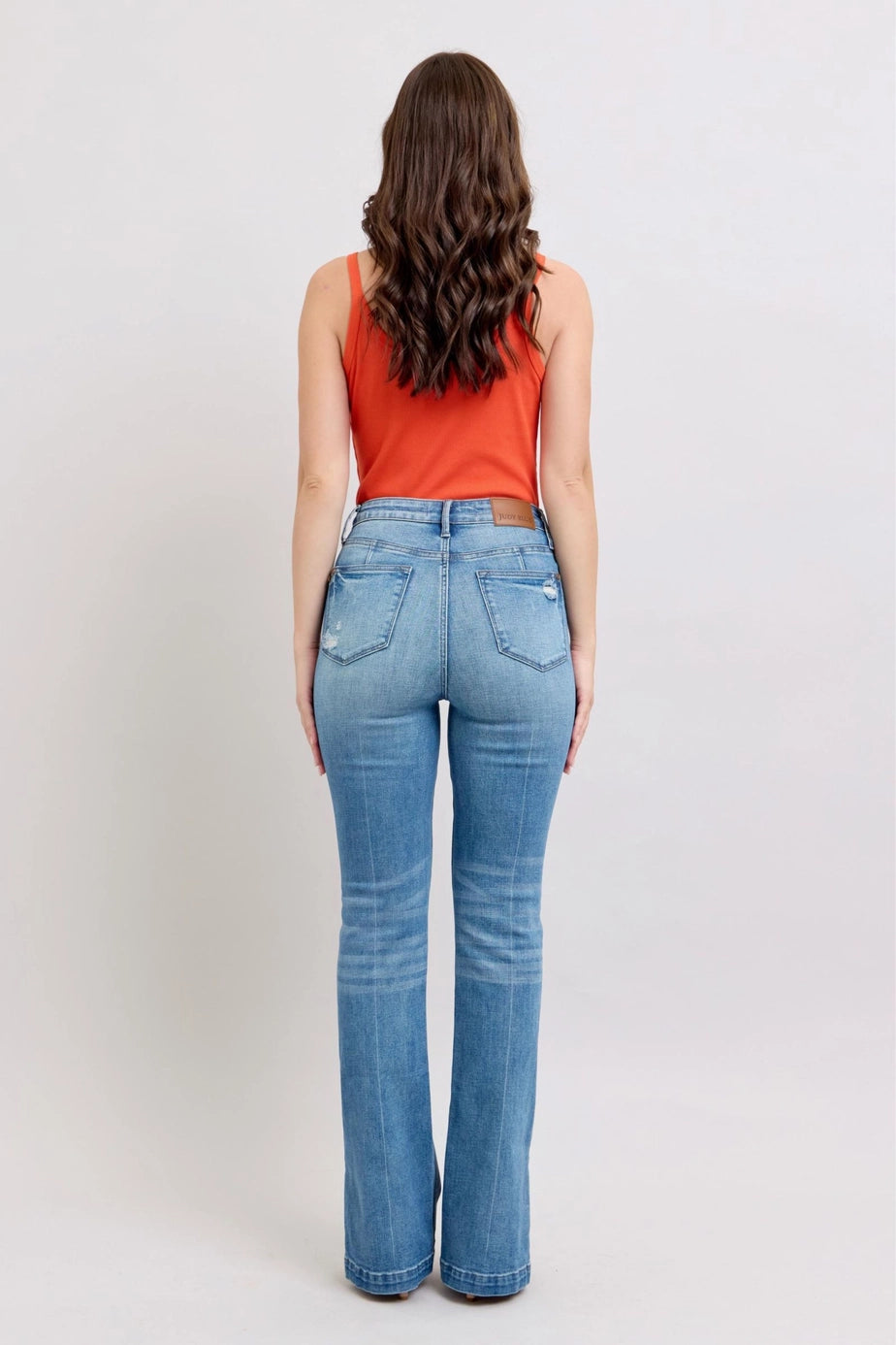 Judy Blue High High Waist Tummy Control Vintage Wash Side Slit Bootcut, Inseam 32"