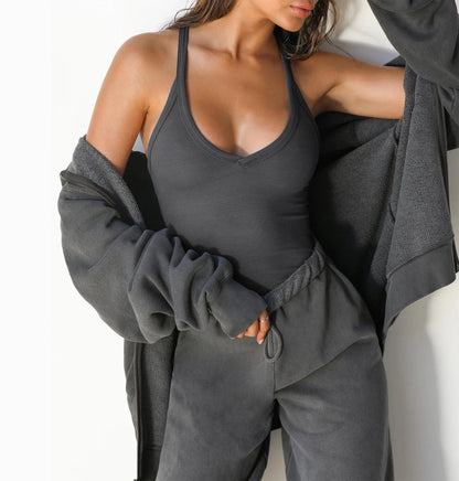 Knit Tank Top Sexy Slim Top Inner Sports Bottom Shirt