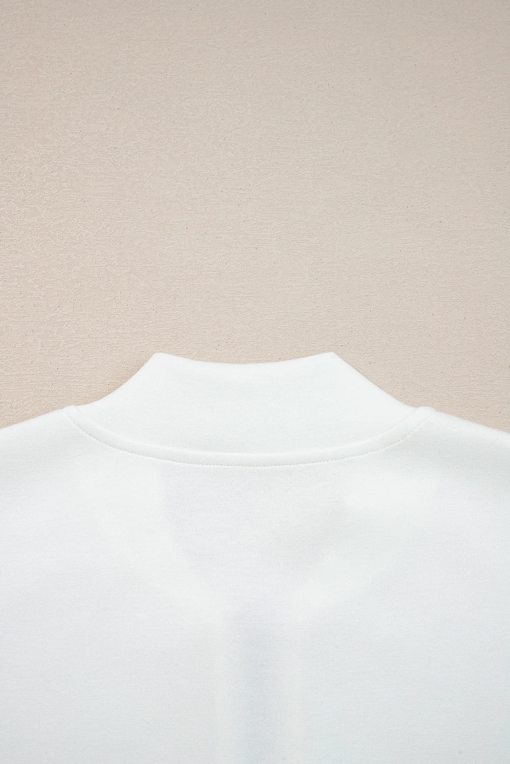 White Solid Color Zip Up Knit Puff Sleeve Jacket