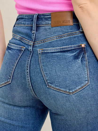 Judy Blue High Waist Vintage Wash Release Hem Kick Flare