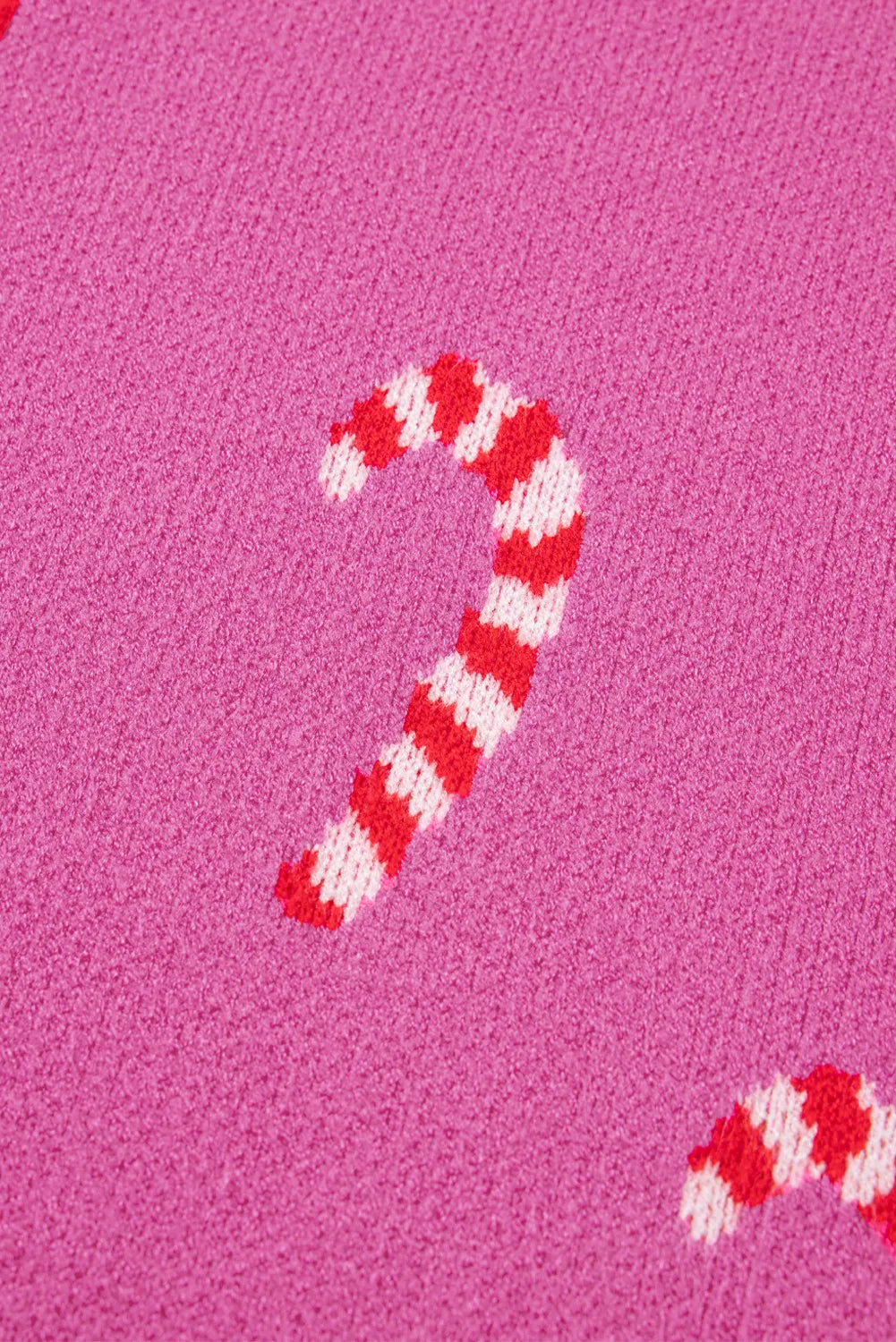 Sachet Pink Christmas Candy Cane Holiday Drop Shoulder Sweater