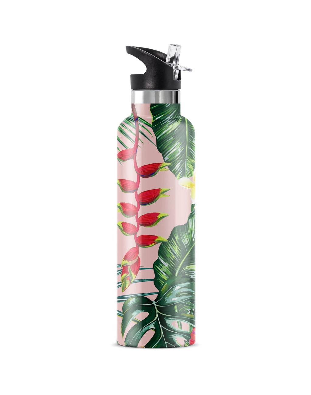 Flamingo Pink Tropical 25 oz Insulated Water Bottle