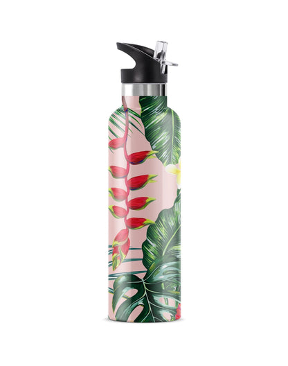 Flamingo Pink Tropical 25 oz Insulated Water Bottle
