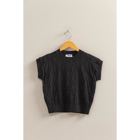 Basketweave Short Sleeve Top