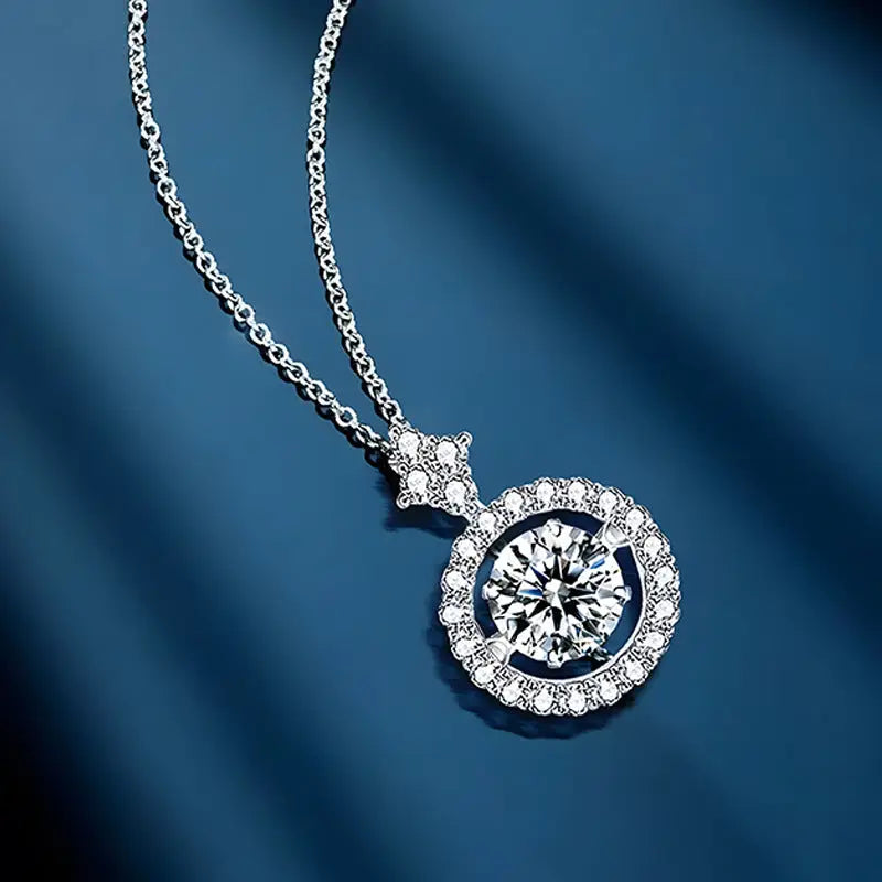 Dancing Moissanite Charm Necklace in 925 Sterling Silver