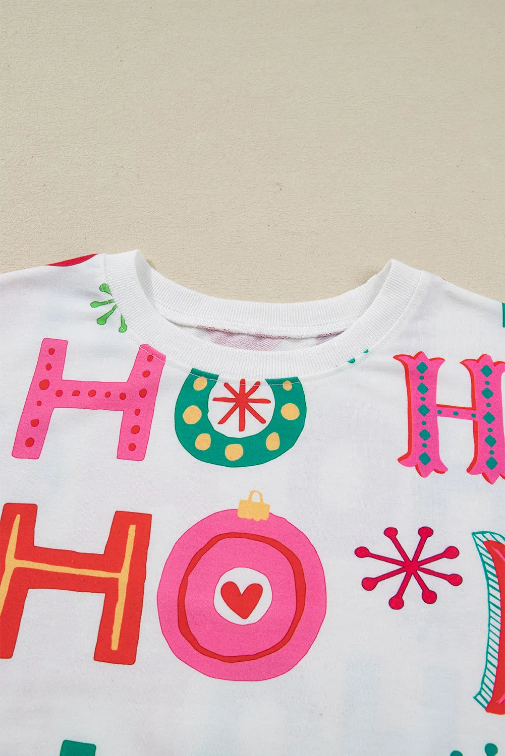 White Ho Ho Ho Christmas Fashion Print 2pcs Lounge Short Set