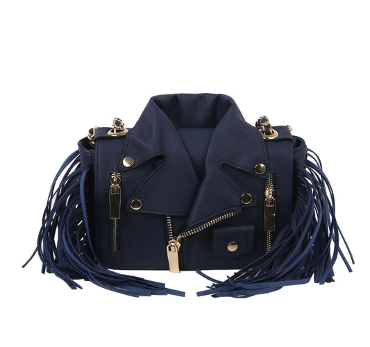 Petite Fringe Motorcycle Jacket Shoulder Bag