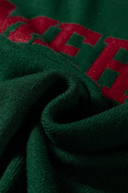 Blackish Green MERRY Letter Pattern Christmas Raglan Sleeve Sweater