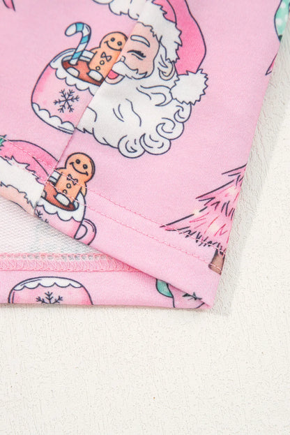 Pink Ho Ho Ho Christmas Fashion Print 2pcs Lounge Short Set