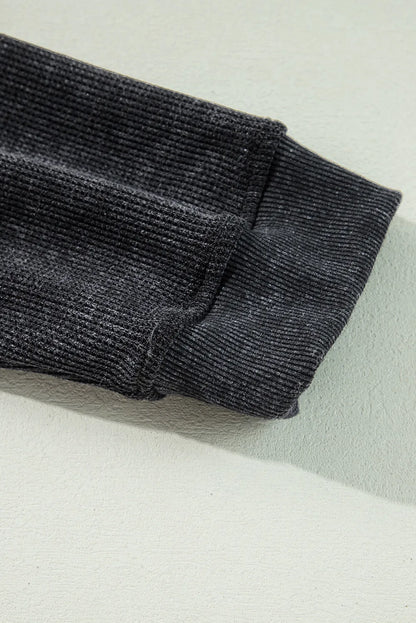 Black MERRY AND BRIGHT Embroidered Corded Sweatshirt