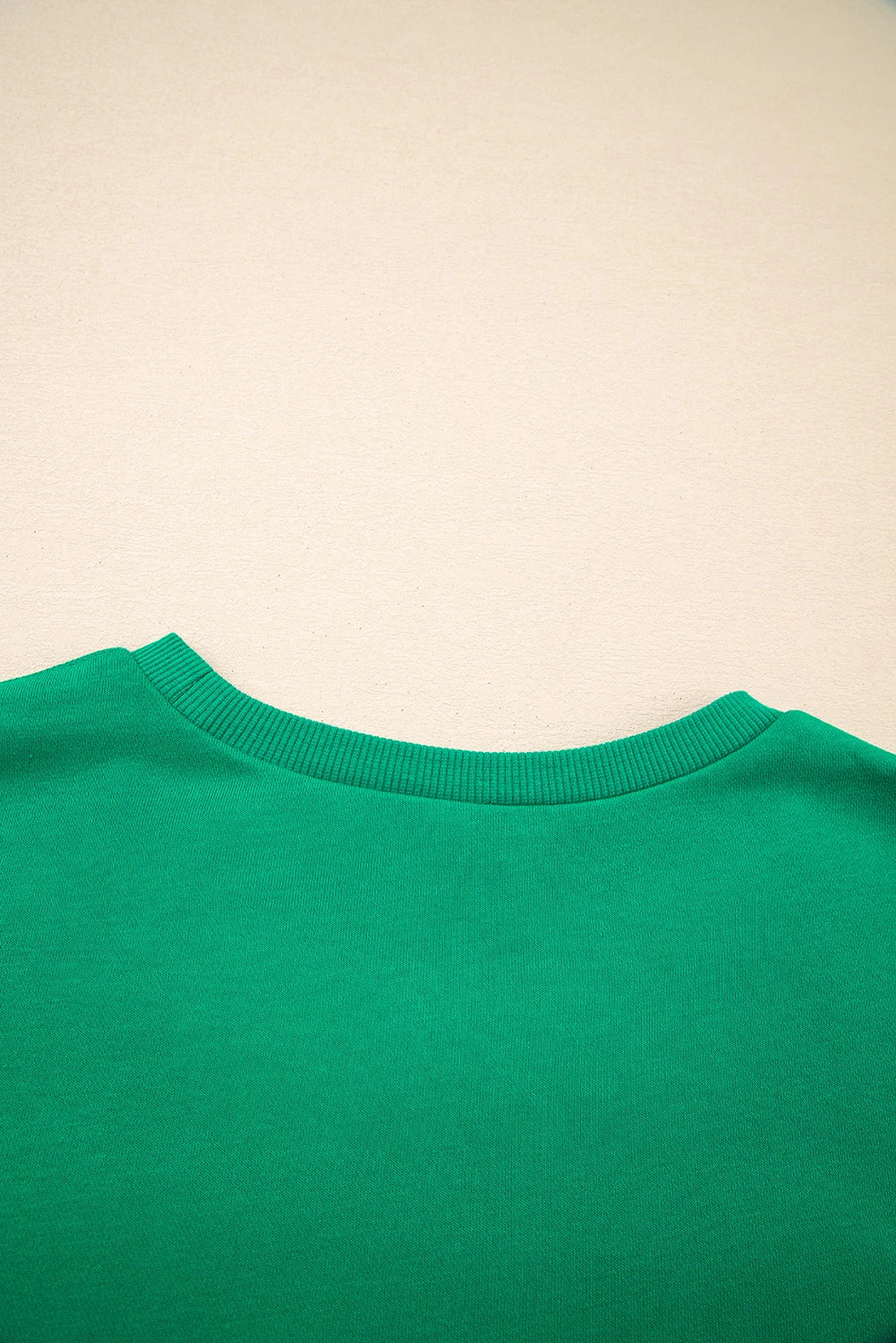 Green HOLLY JOLLY Towel Embroidered Christmas Holiday Sweatshirt