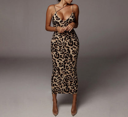Halter Sleeveless V-Neck Fashion Sexy Dresses