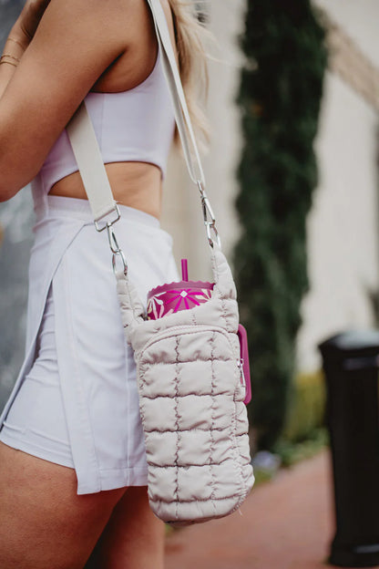 Sand Quilted Tumbler Carrier Bag