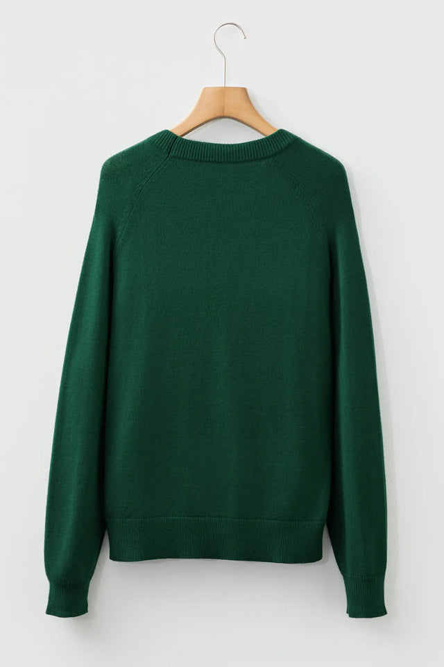 Blackish Green MERRY Letter Pattern Christmas Raglan Sleeve Sweater