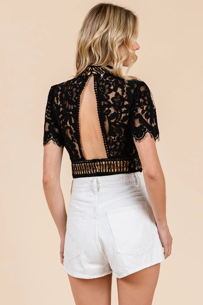 Mock Neck Doble Lace Bodysuit