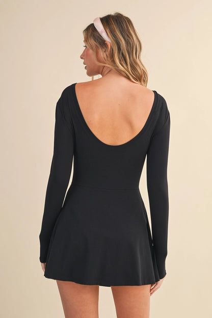Long Sleeve Wrap Tie Front Dress