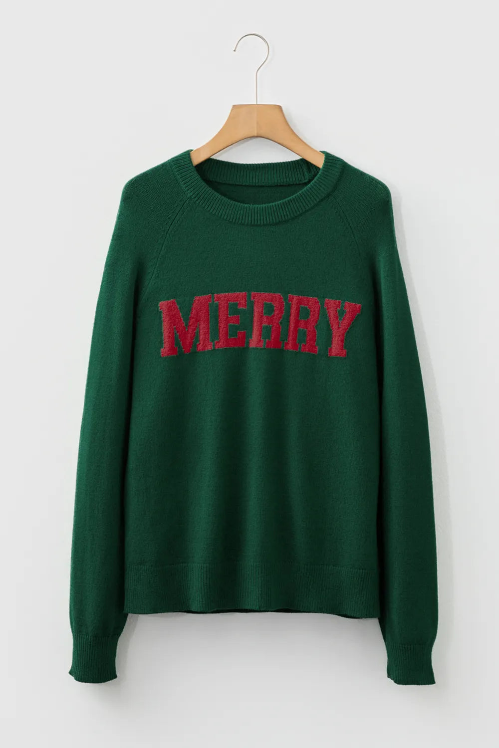 Blackish Green MERRY Letter Pattern Christmas Raglan Sleeve Sweater