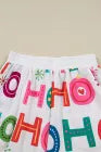White Ho Ho Ho Christmas Fashion Print 2pcs Lounge Short Set