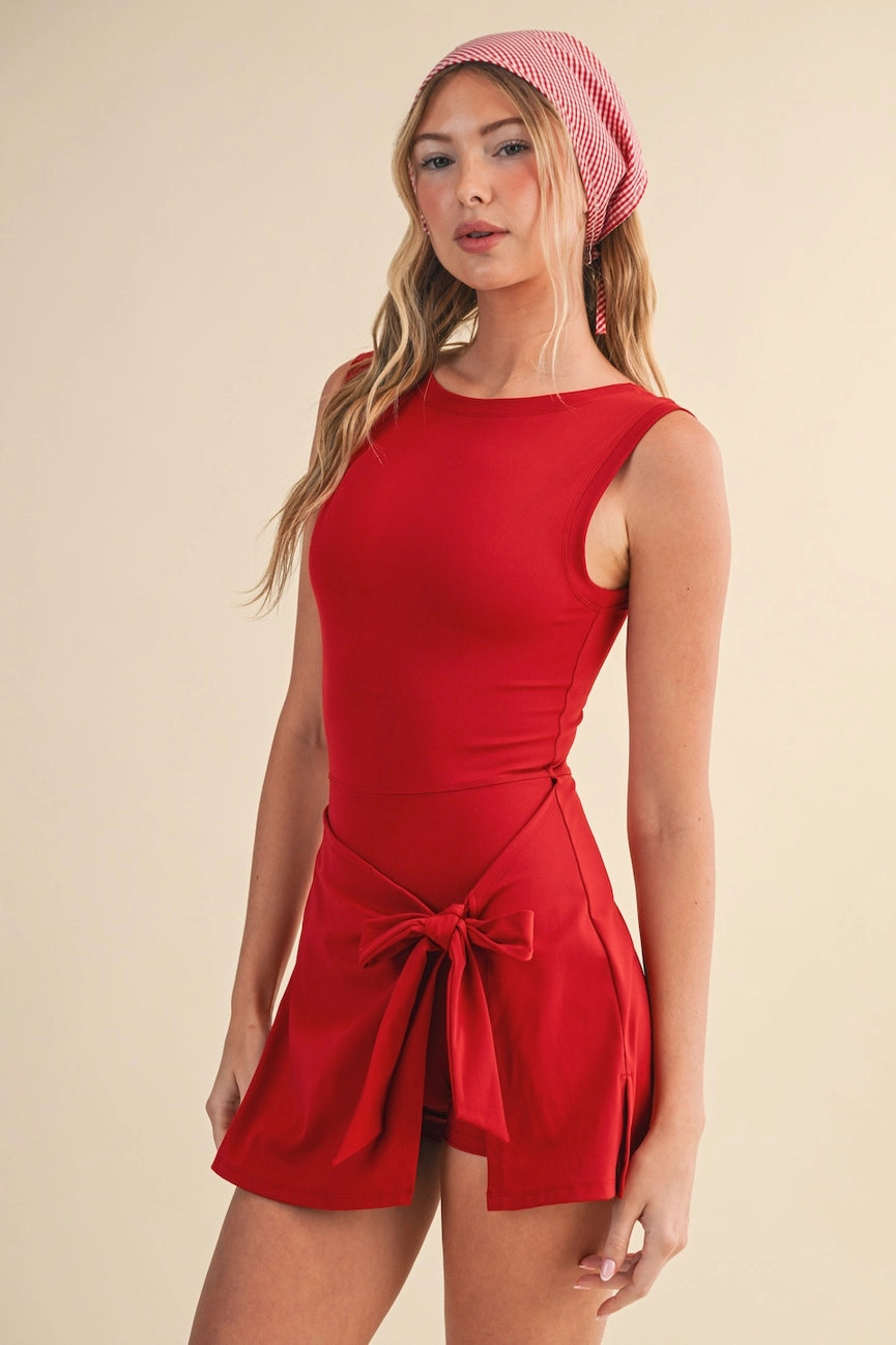 Sleeveless Wrap Tie Front Dress