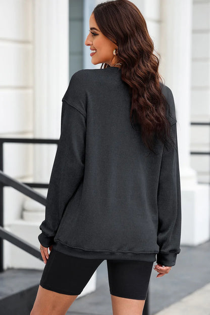 Black MERRY AND BRIGHT Embroidered Corded Sweatshirt