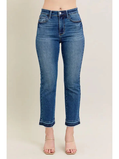 Judy Blue High Waist Vintage Wash Release Hem Kick Flare