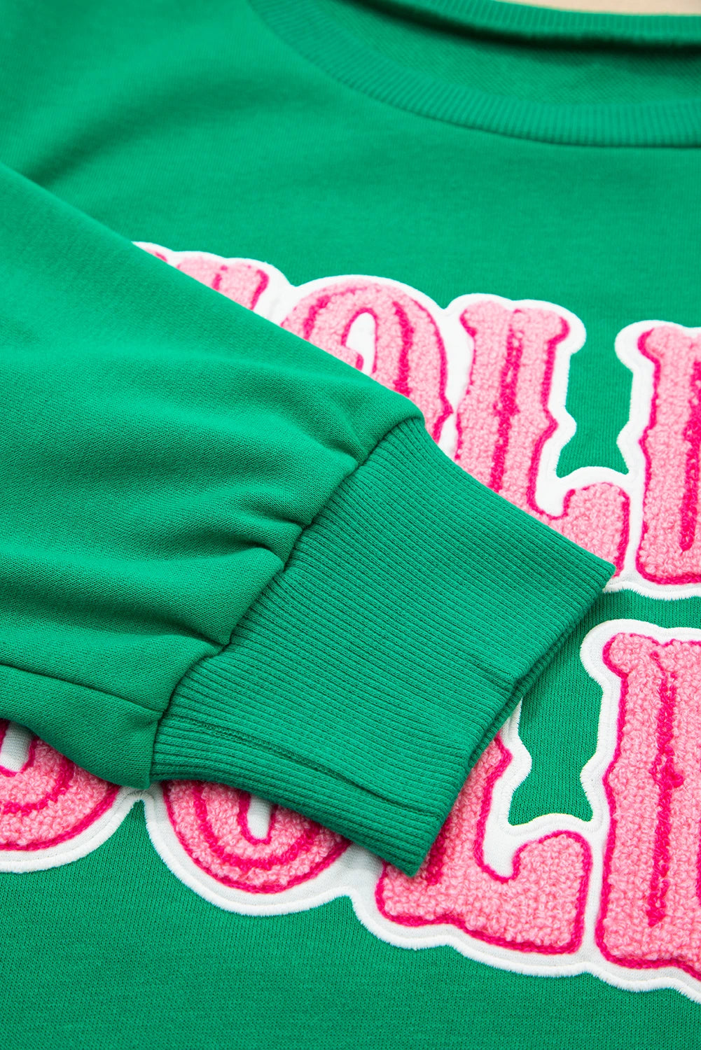 Green HOLLY JOLLY Towel Embroidered Christmas Holiday Sweatshirt