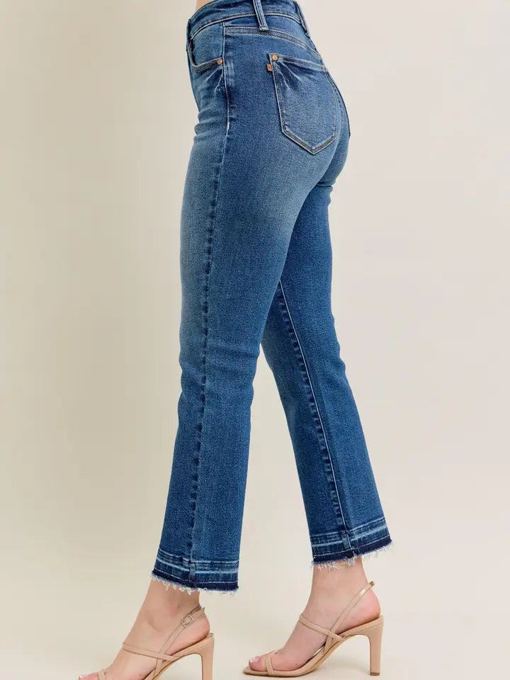 Judy Blue High Waist Vintage Wash Release Hem Kick Flare
