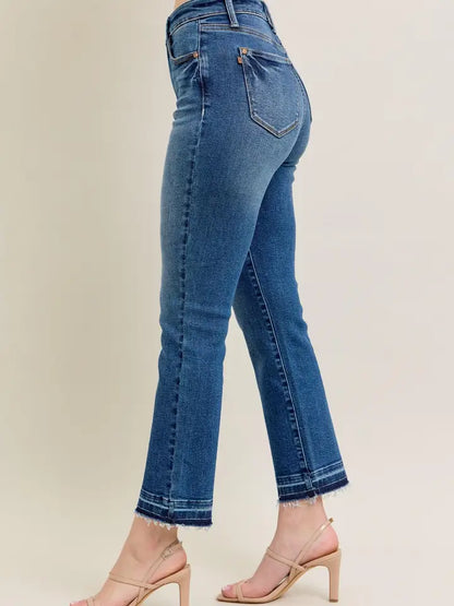 Judy Blue High Waist Vintage Wash Release Hem Kick Flare