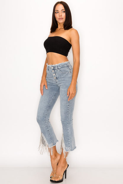 Rhinestone Fringe Denim jeans