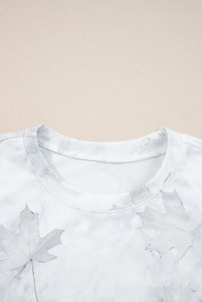 Beige Camo Print Pullover Top and Elastic Waist Casual Short Set