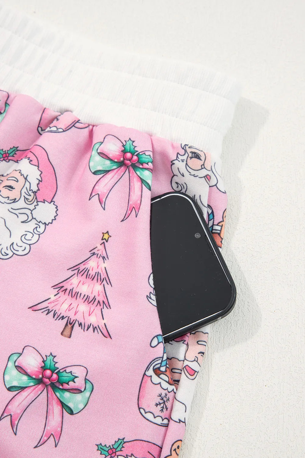 Pink Ho Ho Ho Christmas Fashion Print 2pcs Lounge Short Set
